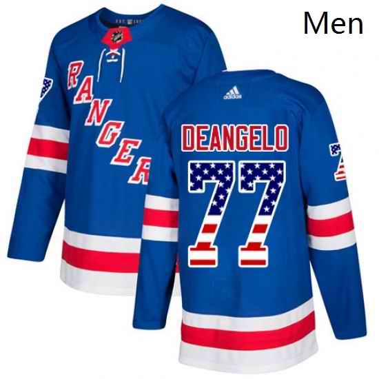 Mens Adidas New York Rangers 77 Anthony DeAngelo Authentic Royal Blue USA Flag Fashion NHL Jersey